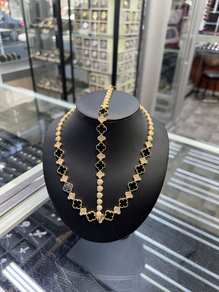【K】Van Cleef & Arpels 10K Gold Black Onyx VC Inspired Bracelet – Ijaz Jewelers