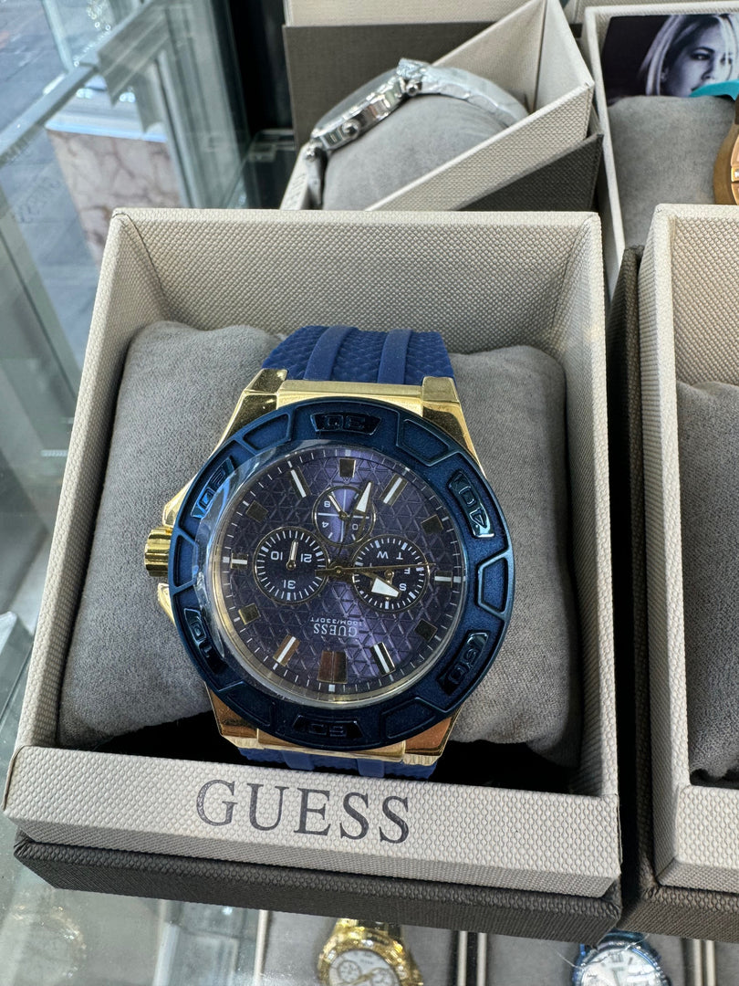 GUESS Mens Stainless Steel Blue Tone Multi-function Watch