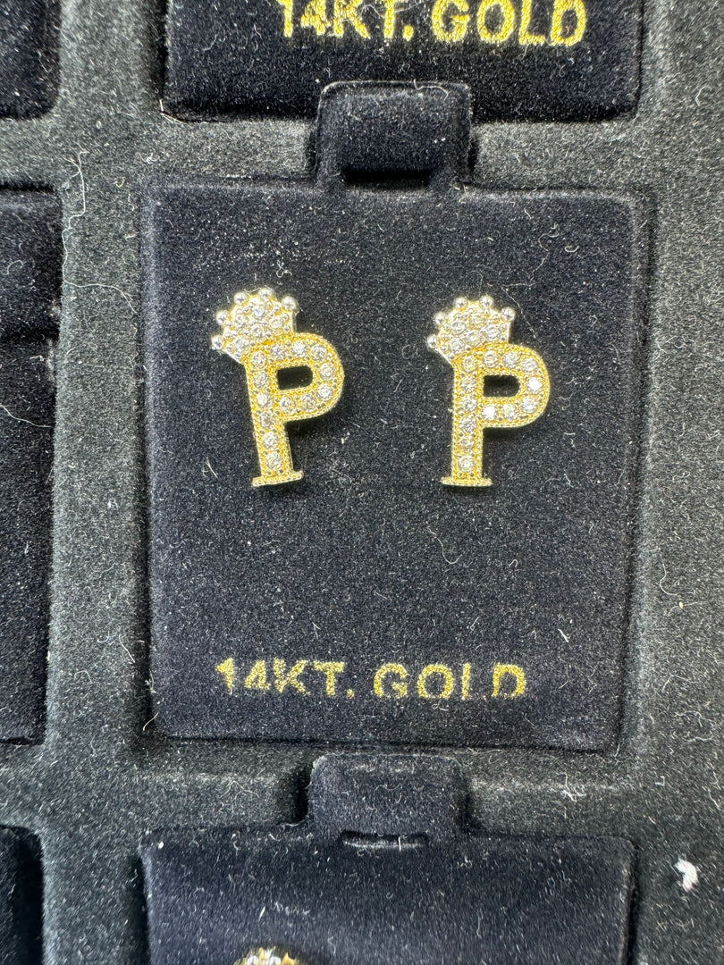 14K Initial Earring