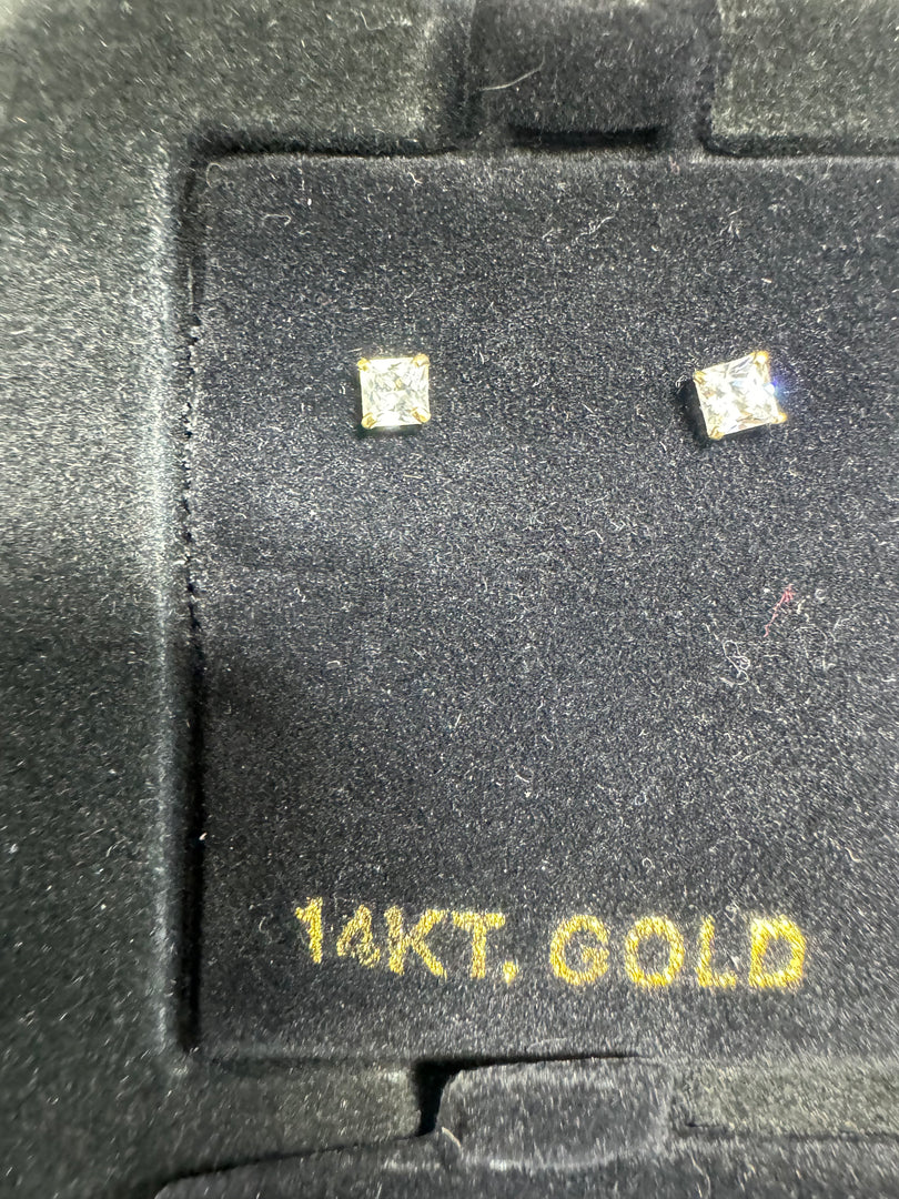 14K Square Stud Earring Extra  Small
